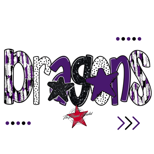 Dragons Brushstroke Alpha w Arrows-Purple