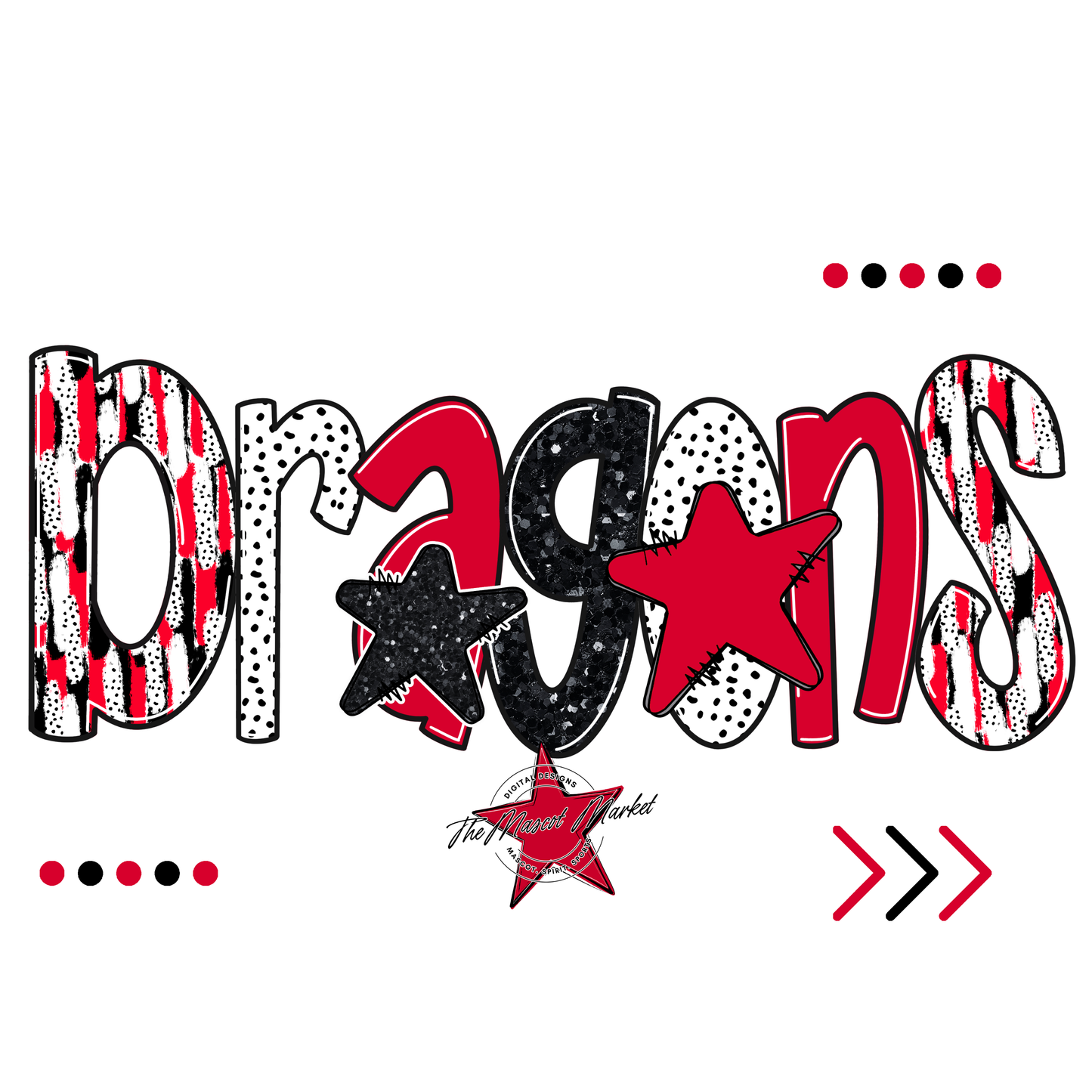 Dragons Brushstroke Alpha w Arrows-Red