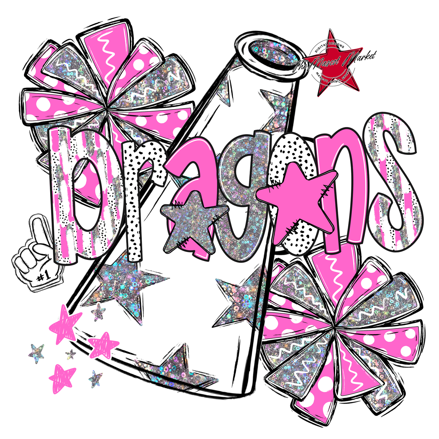 Dragons Cheer Megaphone Scrape-Baby Pink