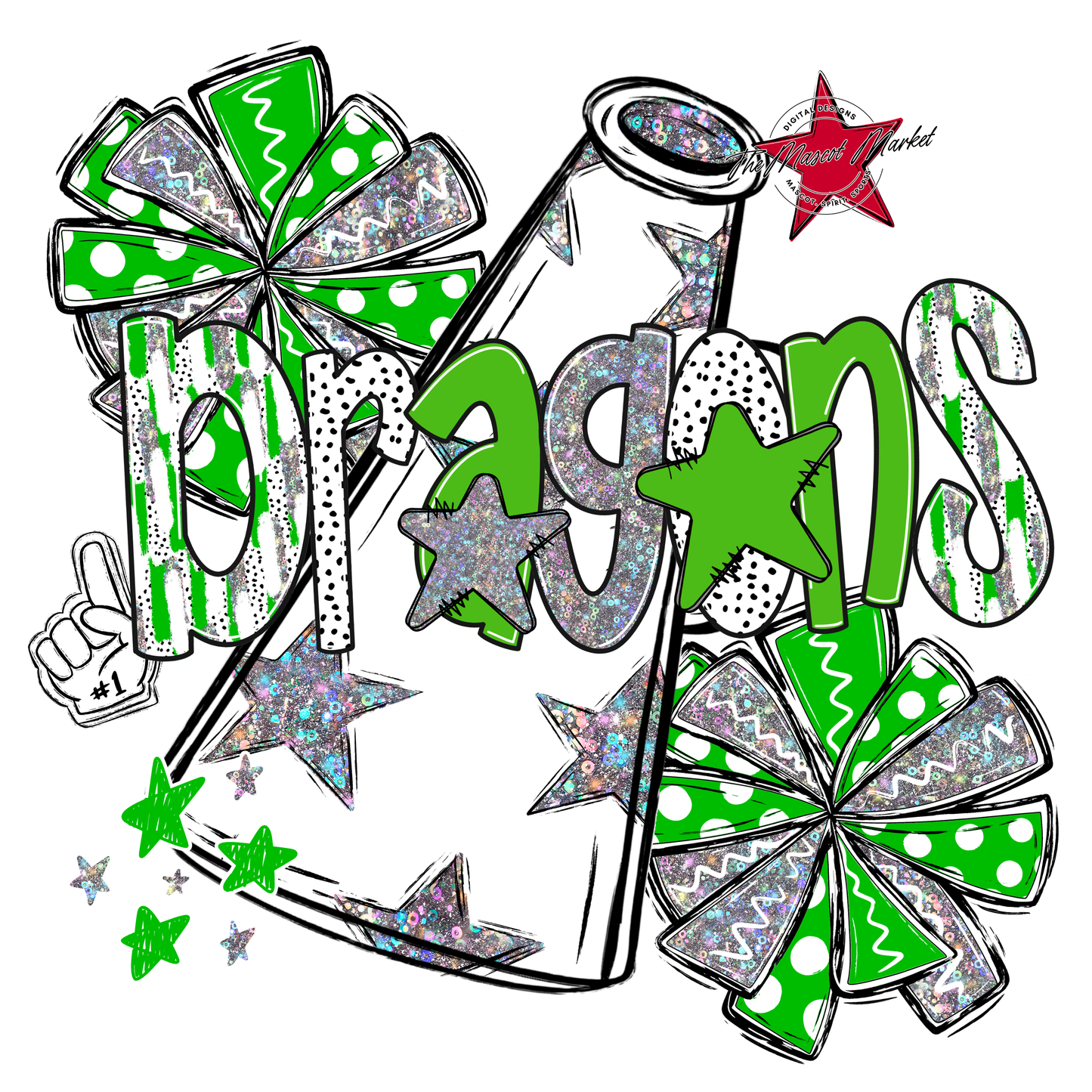 Dragons Cheer Megaphone Scrape-Bright Green