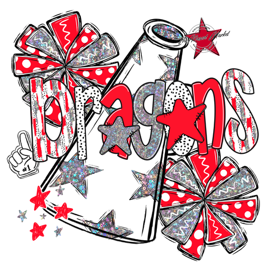 Dragons Cheer Megaphone Scrape-Bright Red