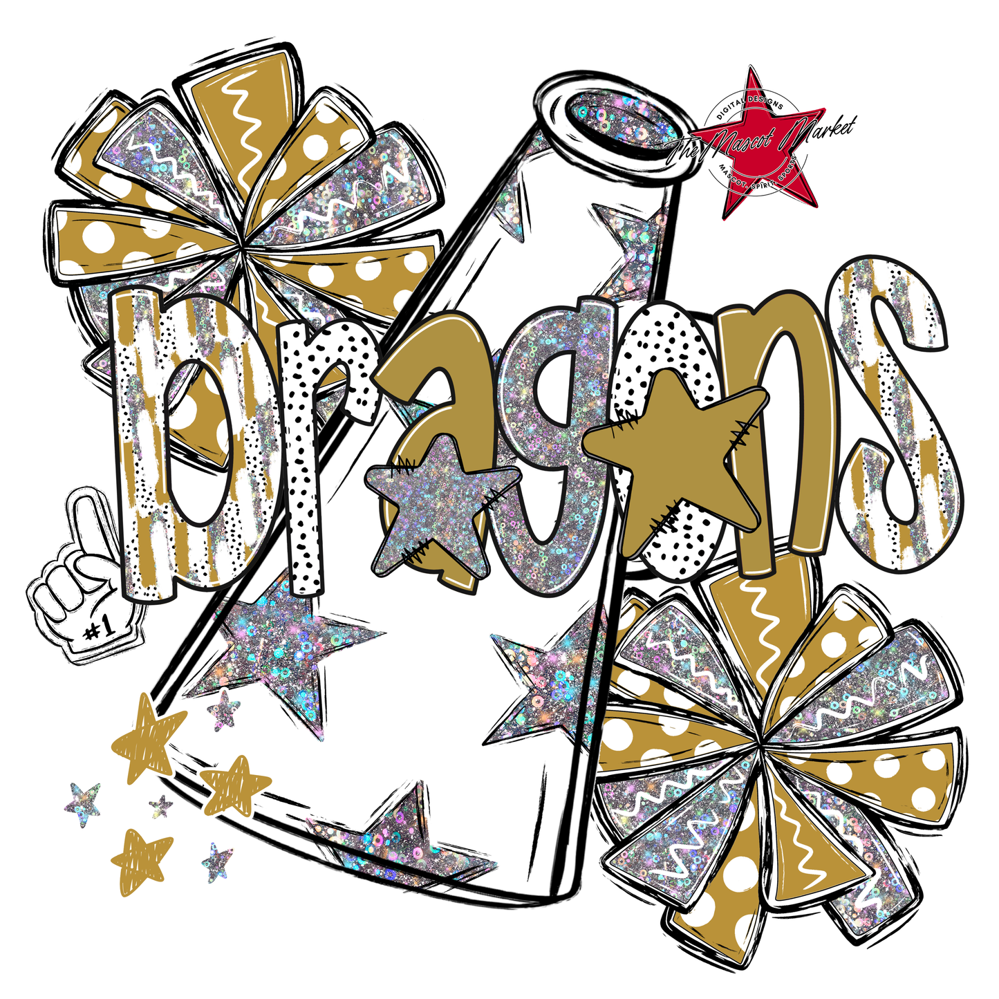 Dragons Cheer Megaphone Scrape-Gold