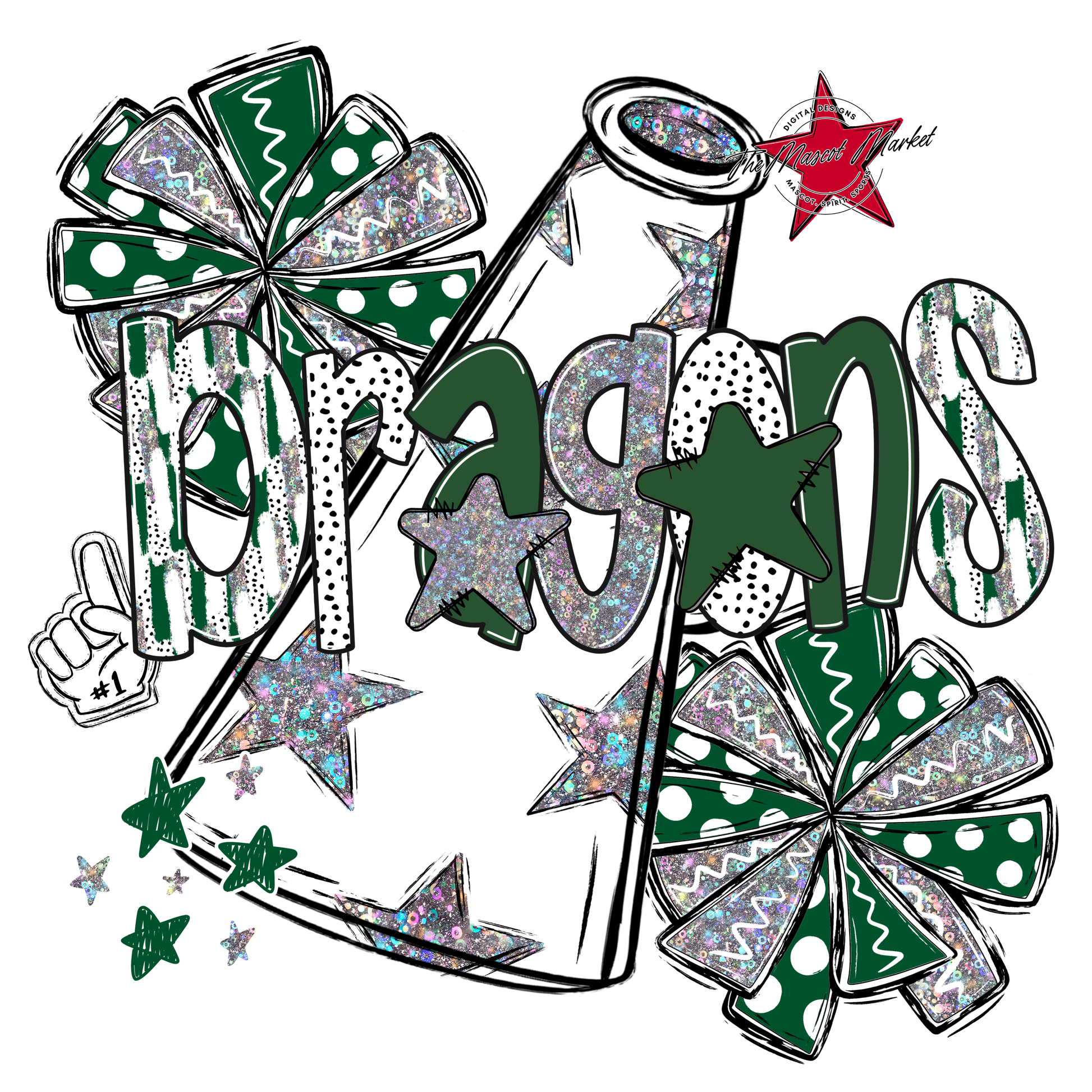 Dragons Cheer Megaphone Scrape-Green