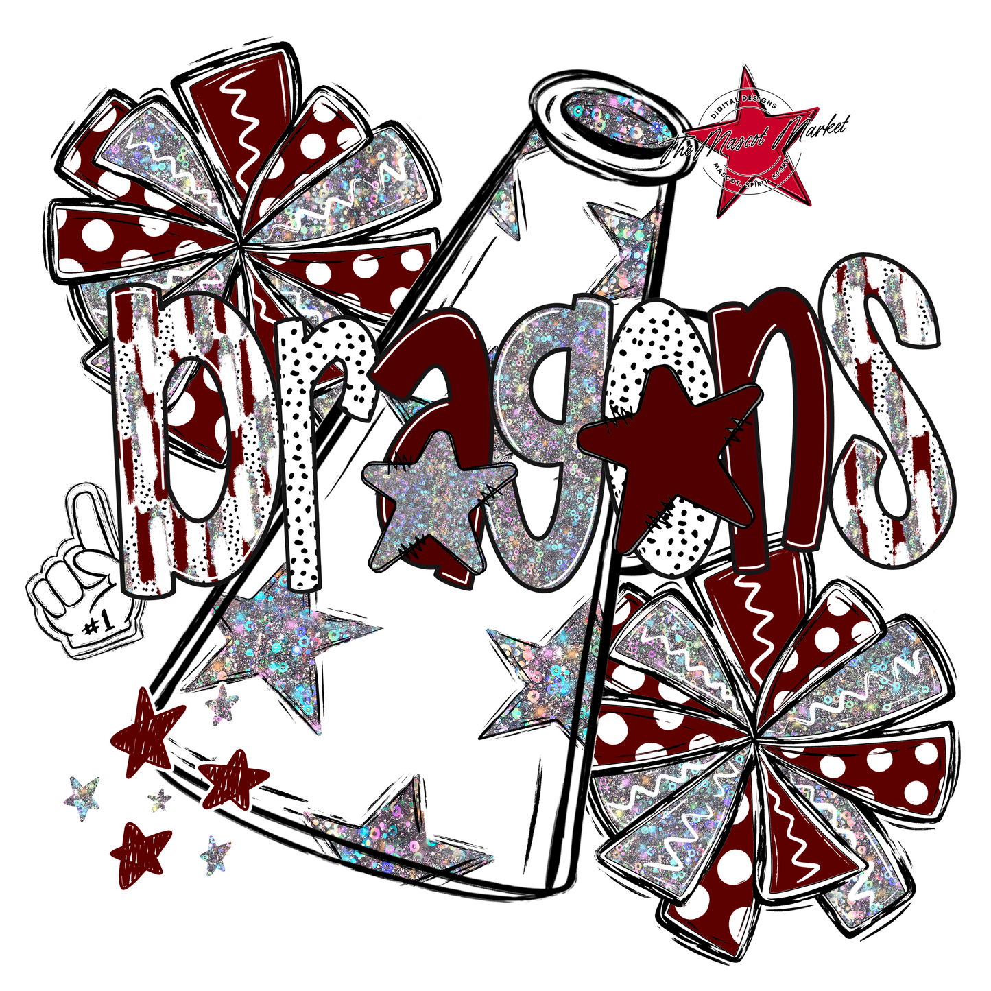 Dragons Cheer Megaphone Scrape-Maroon