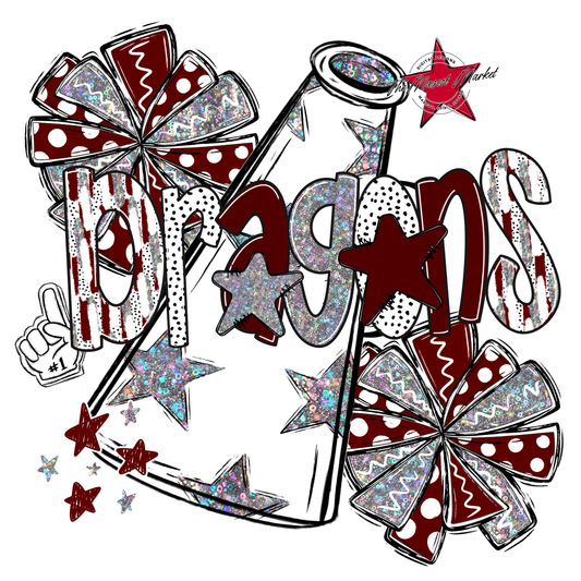 Dragons Cheer Megaphone Scrape-Maroon