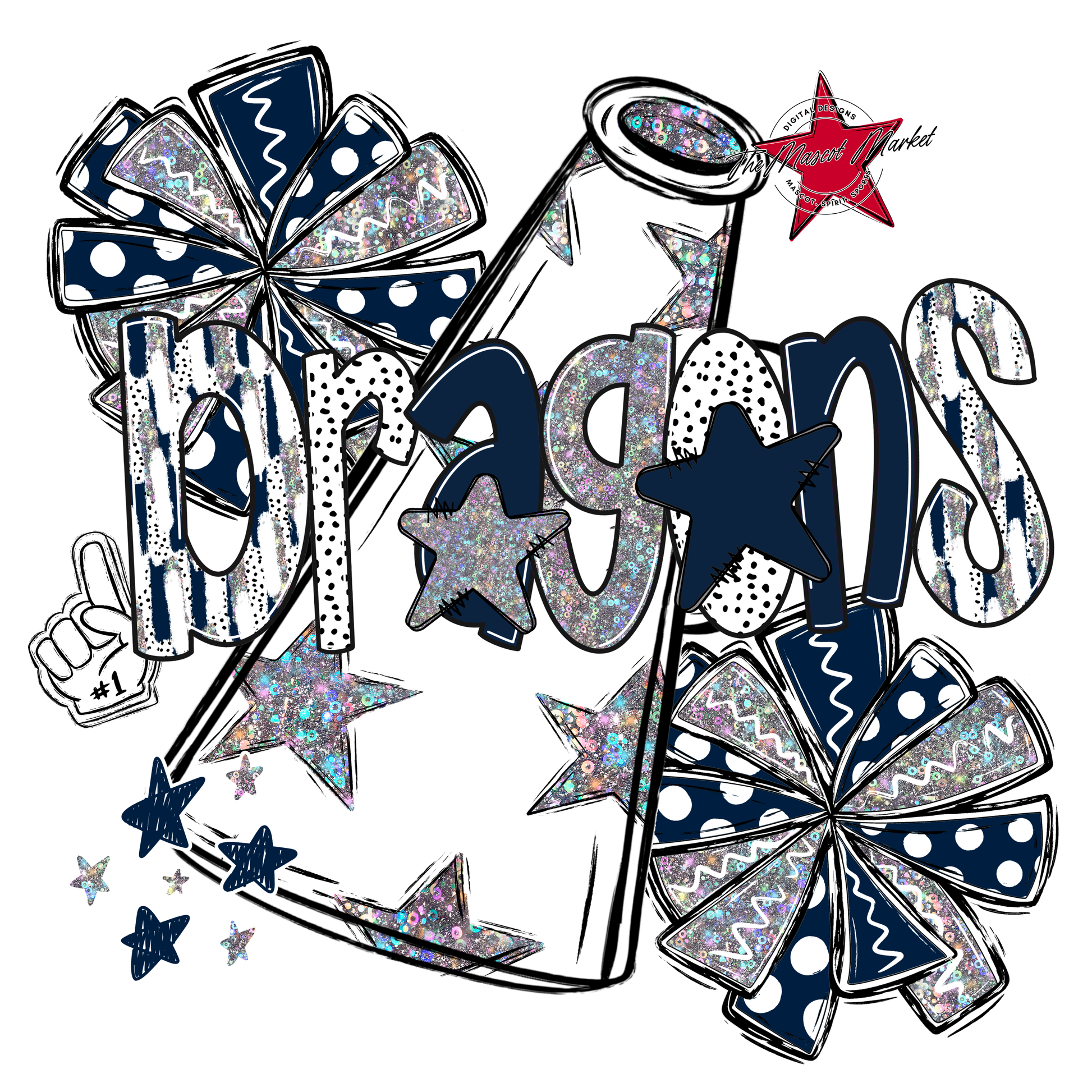 Dragons Cheer Megaphone Scrape-Navy