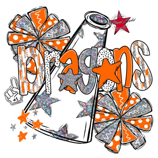 Dragons Cheer Megaphone Scrape-Orange