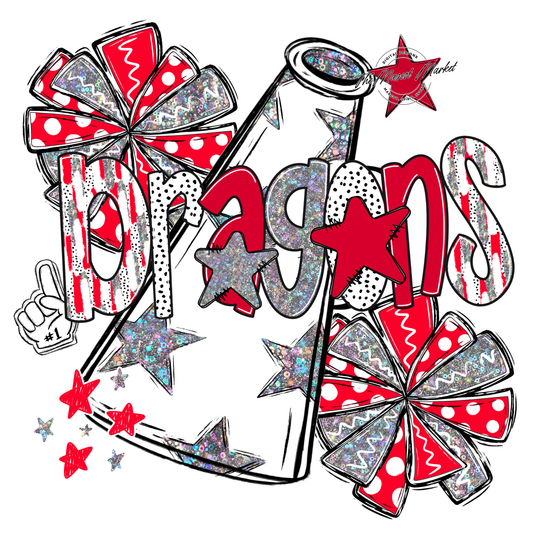 Dragons Cheer Megaphone Scrape-Red