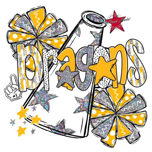 Dragons Cheer Megaphone Scrape-Yellow
