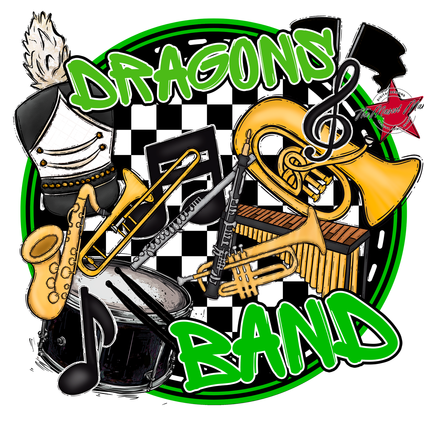 Dragons Circle Band Design-Bright Green