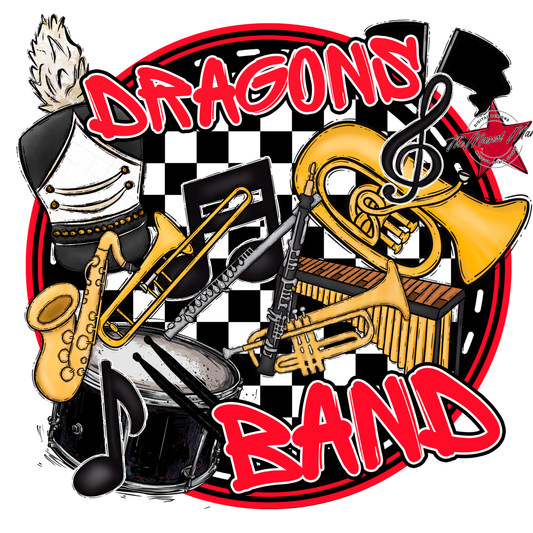 Dragons Circle Band Design-Bright Red