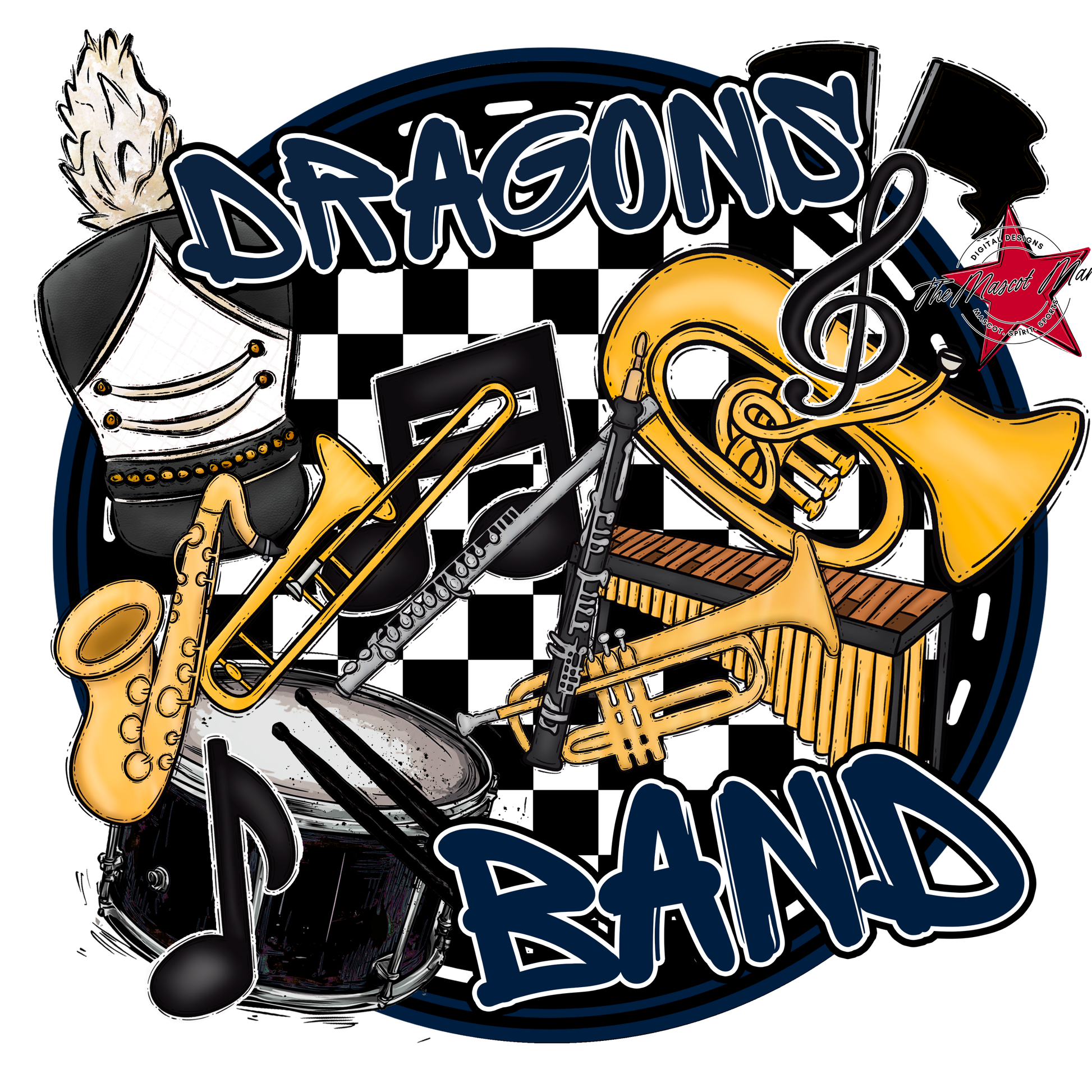 Dragons Circle Band Design-Navy