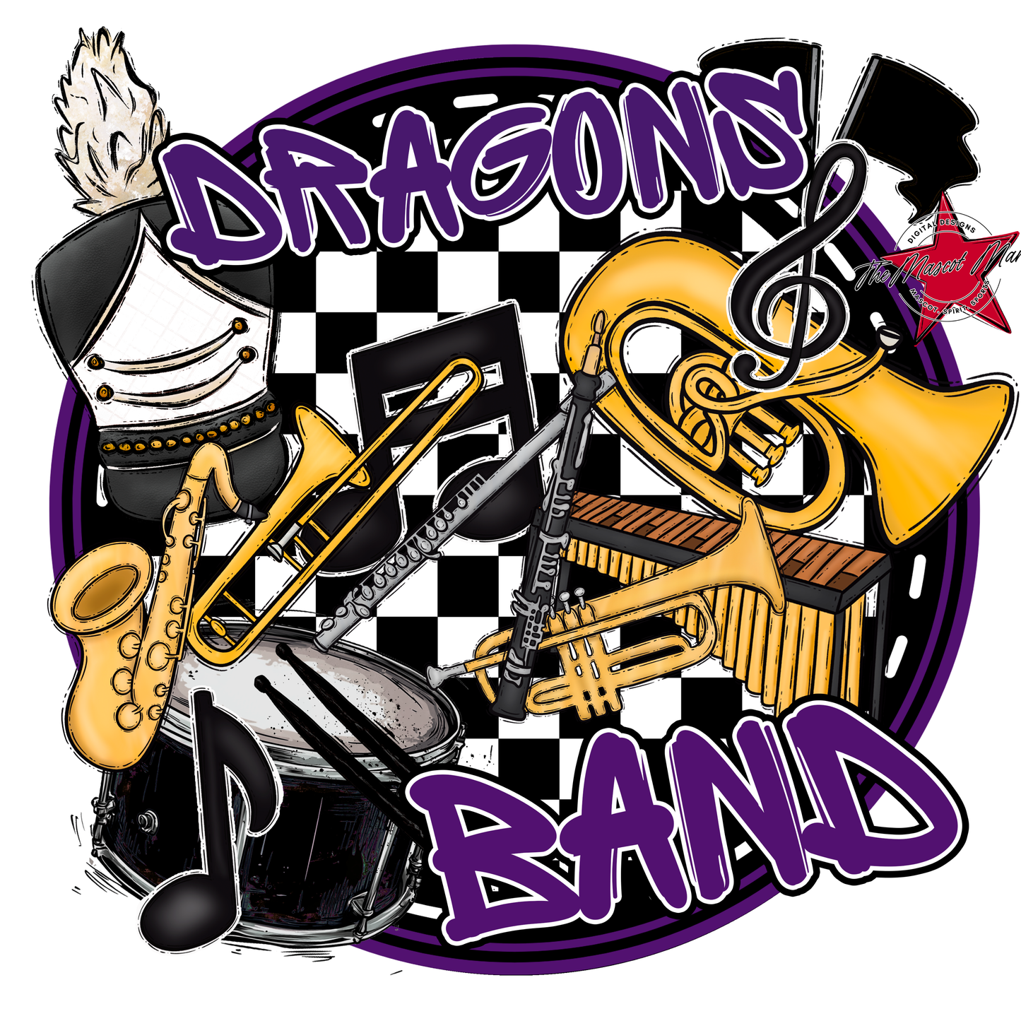 Dragons Circle Band Design-Purple