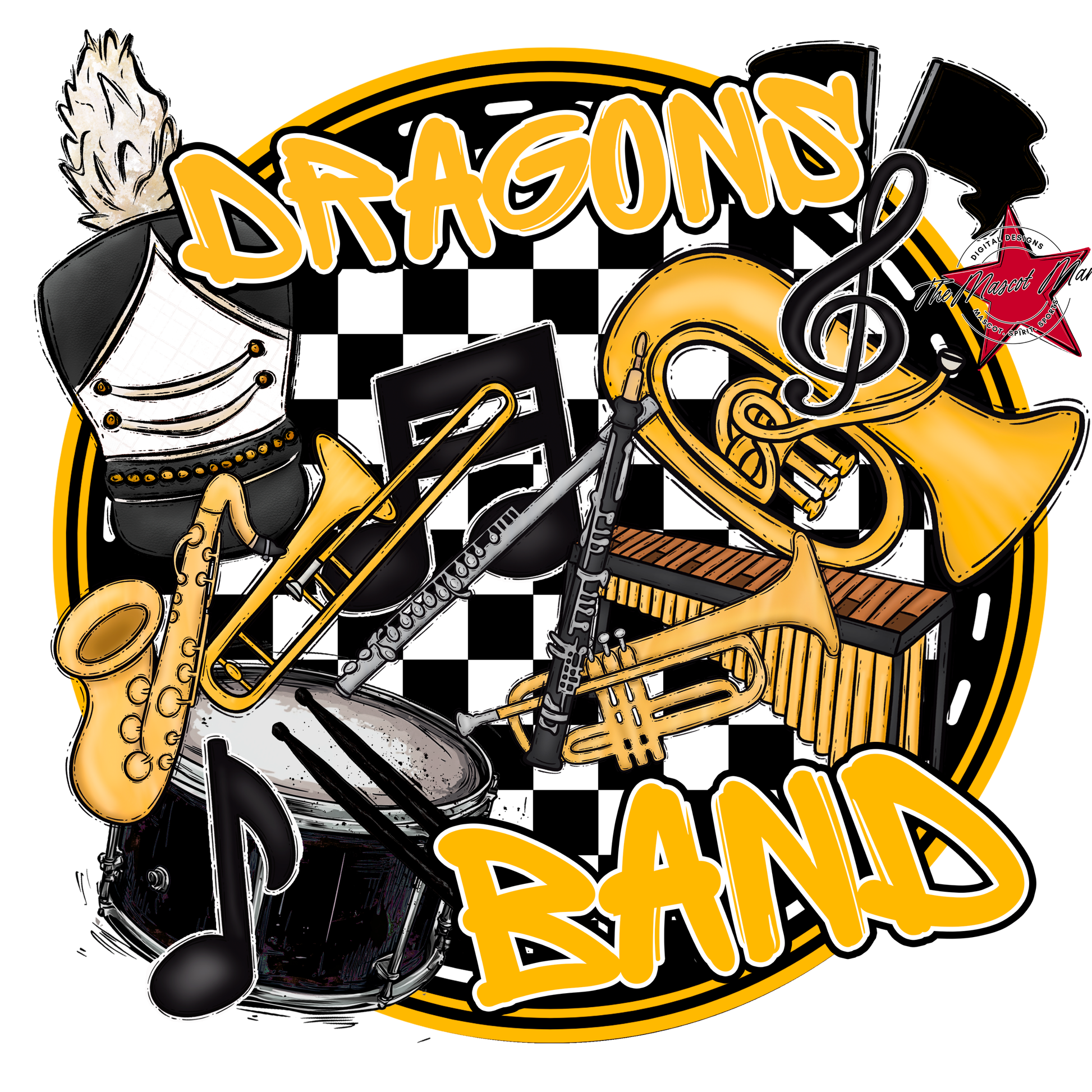 Dragons Circle Band Design-Yellow