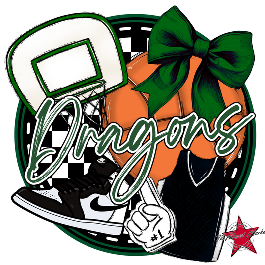 Dragons Circle Basketball Design-Green