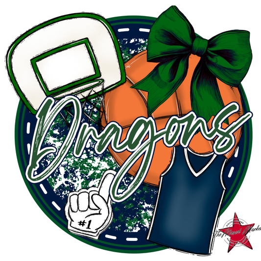 Dragons Circle Basketball Design-Navy-Green