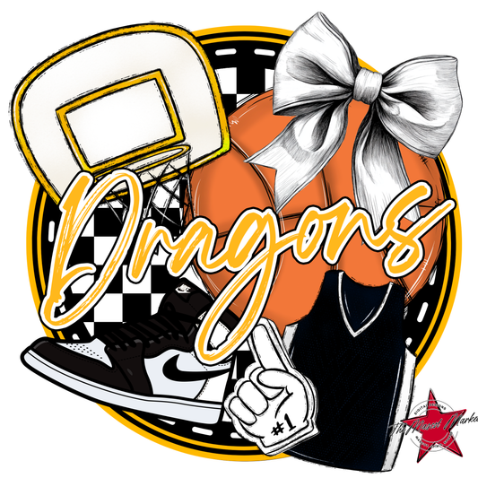 Dragons Circle Basketball Design-Yellow