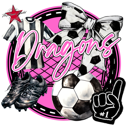 Dragons Circle Soccer Design-Baby Pink