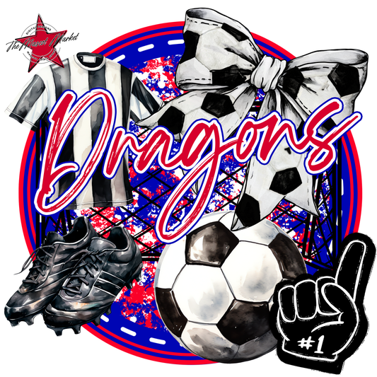 Dragons Circle Soccer Design-Blue-Red