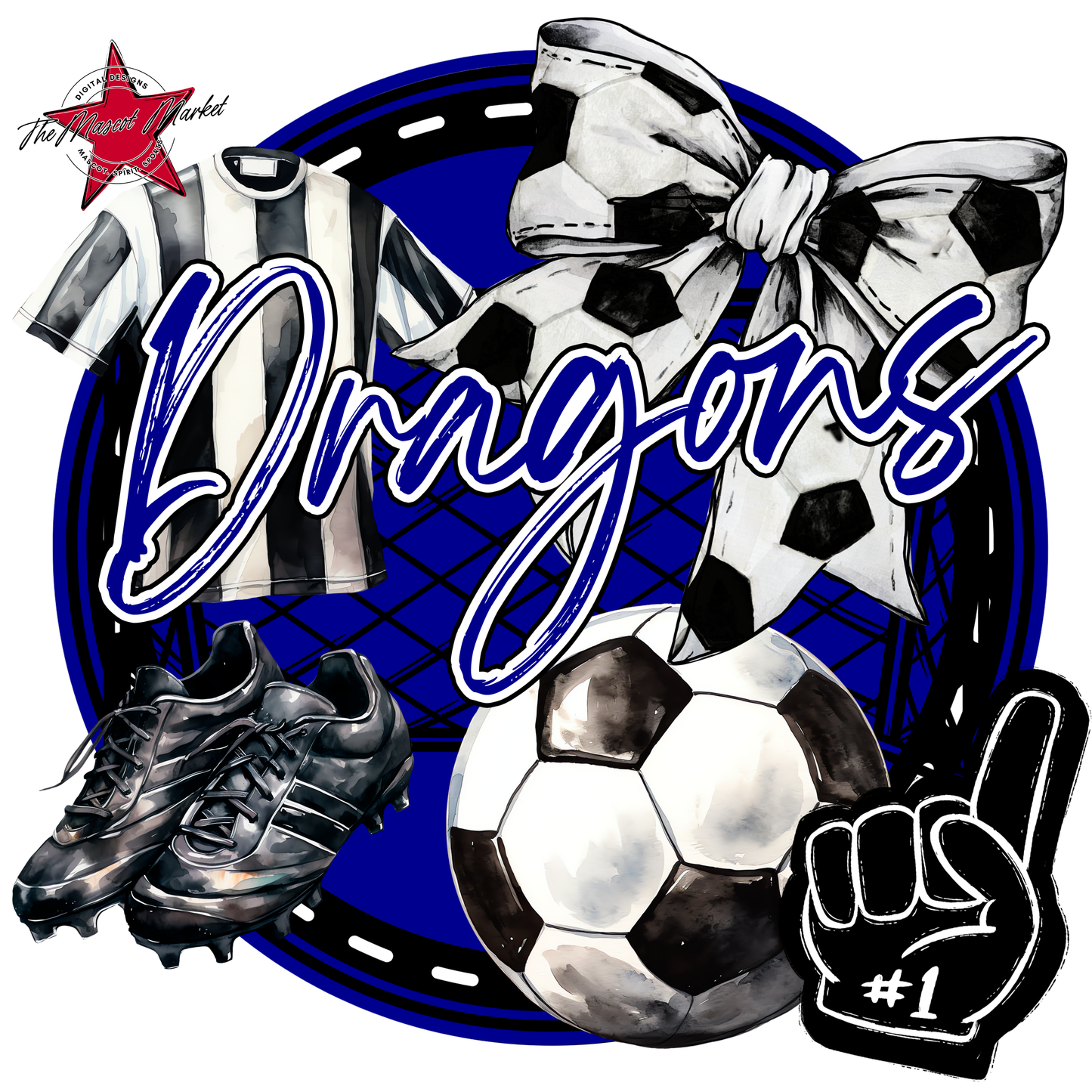Dragons Circle Soccer Design-Blue