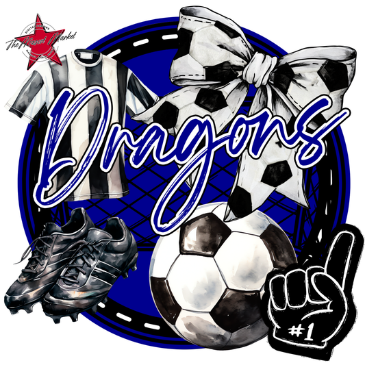 Dragons Circle Soccer Design-Blue