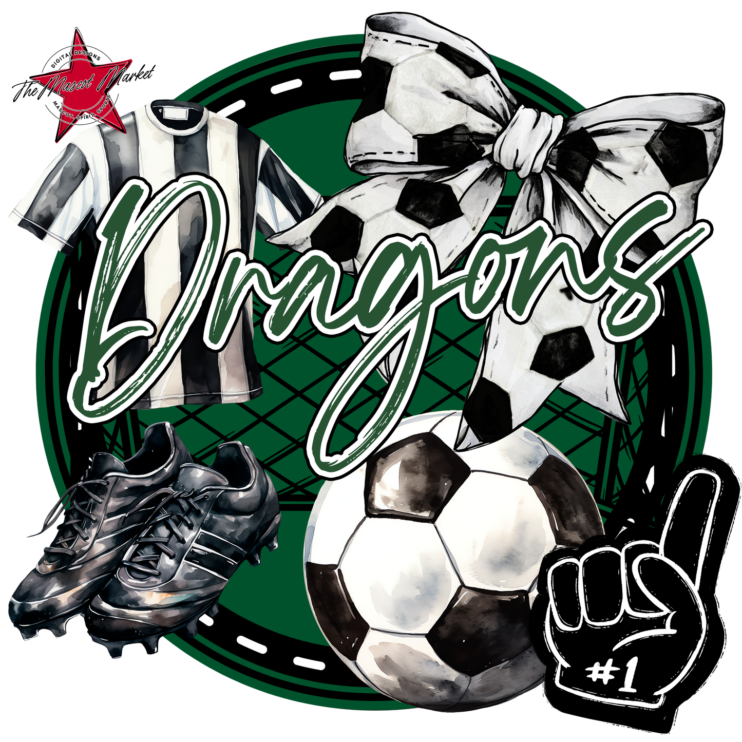 Dragons Circle Soccer Design-Green