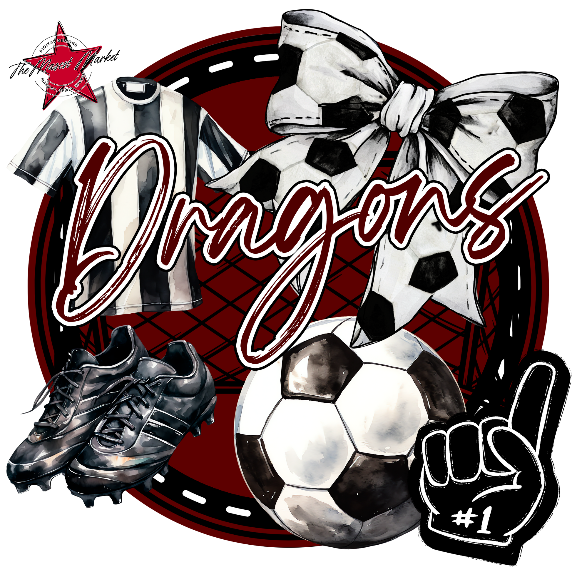 Dragons Circle Soccer Design-Maroon