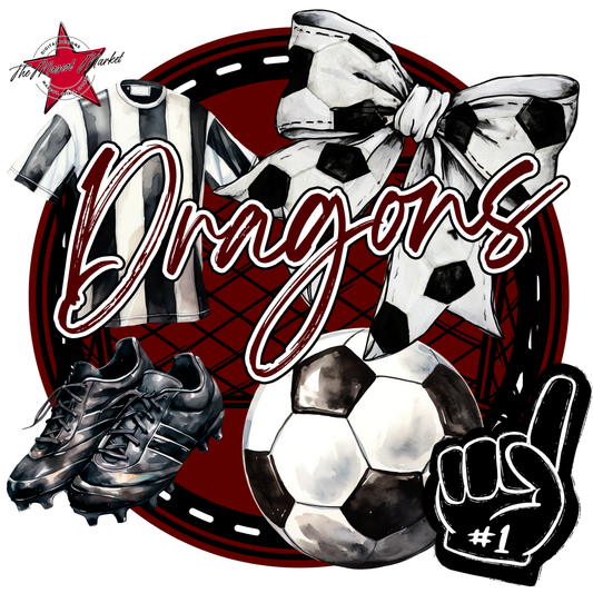 Dragons Circle Soccer Design-Maroon