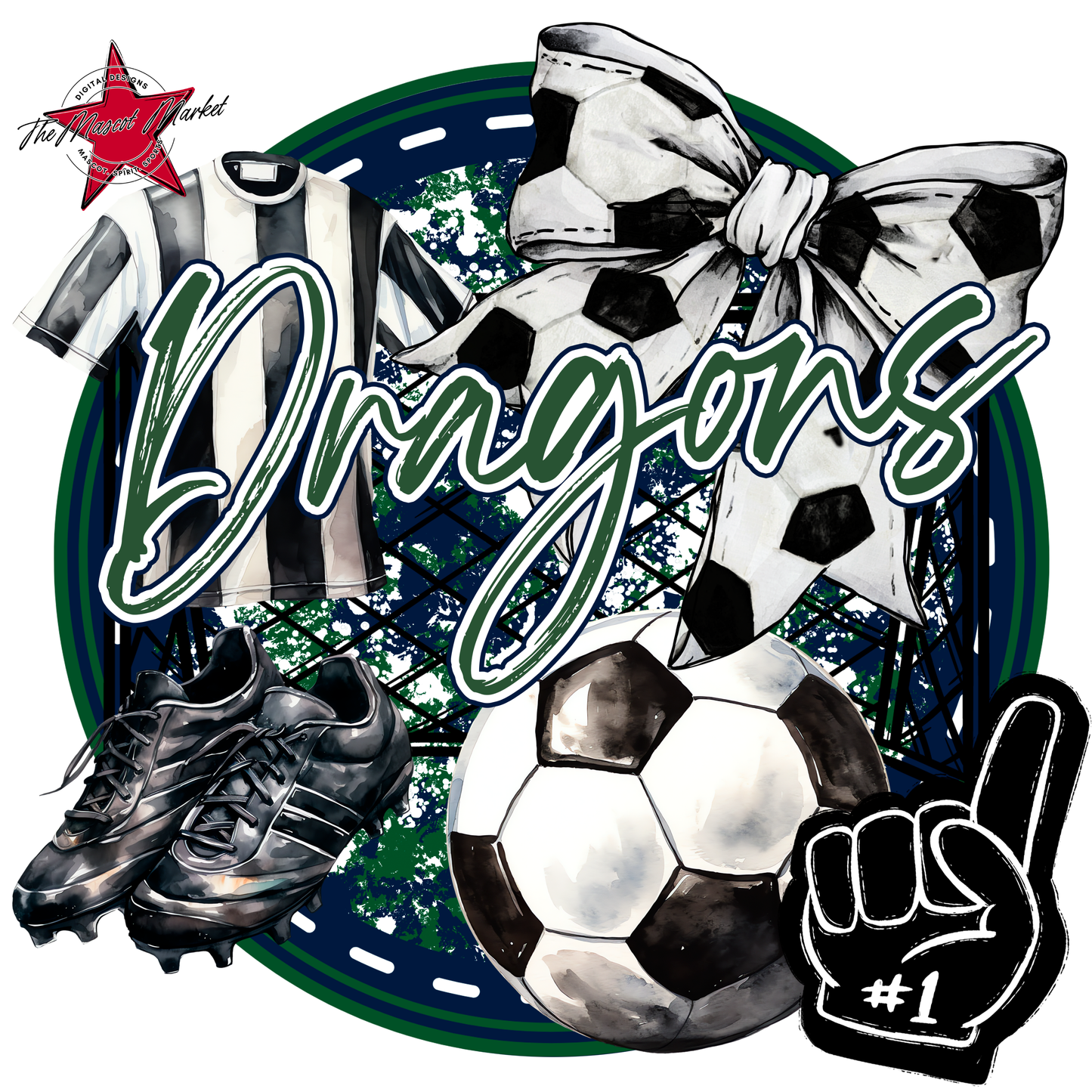 Dragons Circle Soccer Design-Navy-Green