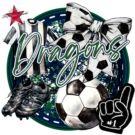 Dragons Circle Soccer Design-Navy-Green
