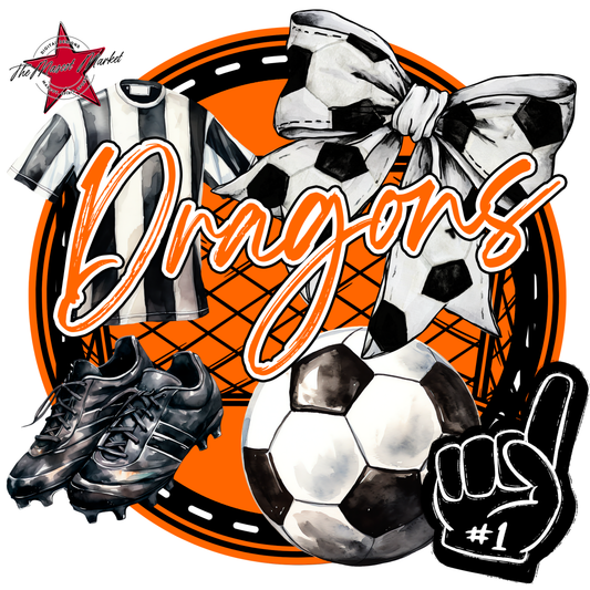 Dragons Circle Soccer Design-Orange