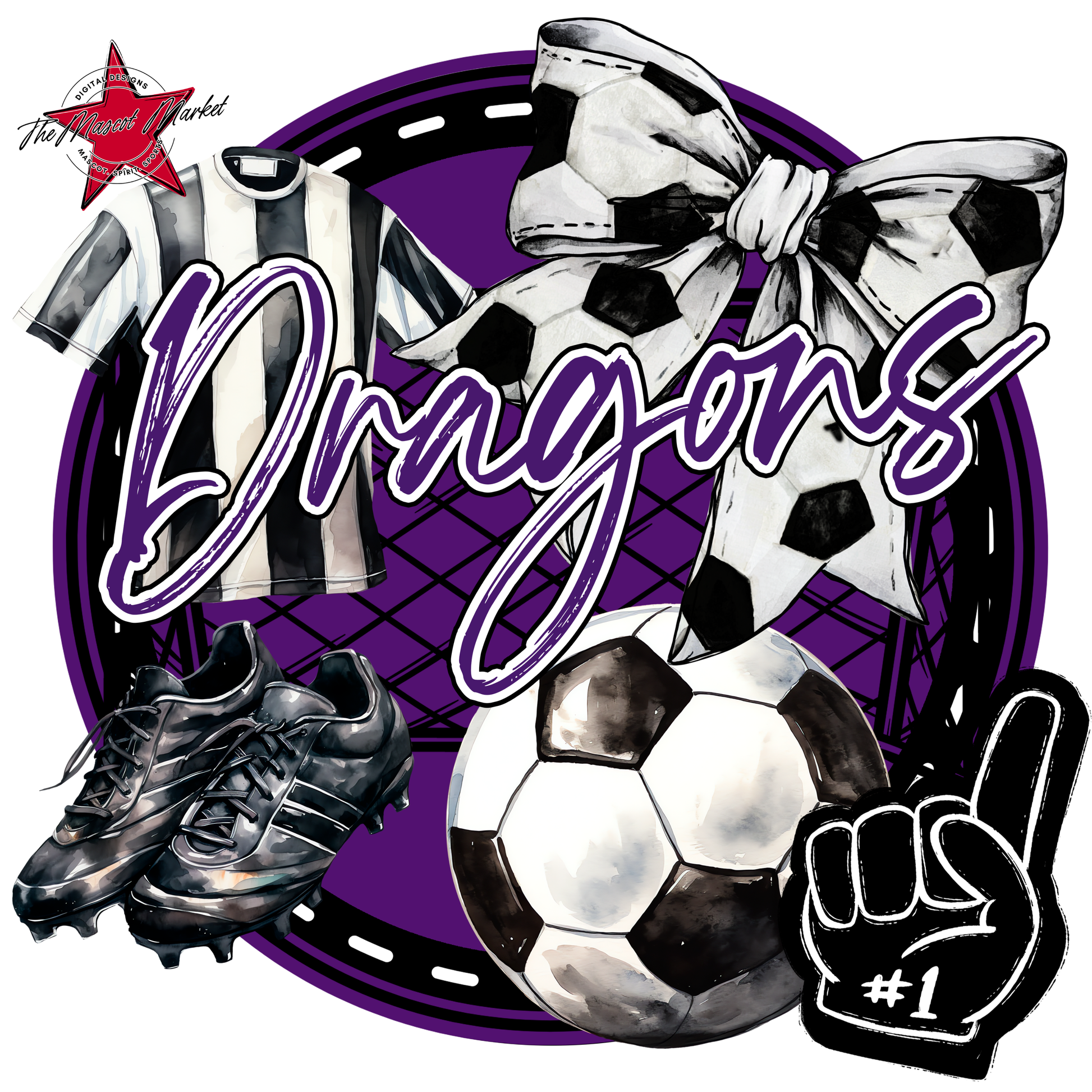 Dragons Circle Soccer Design-Purple