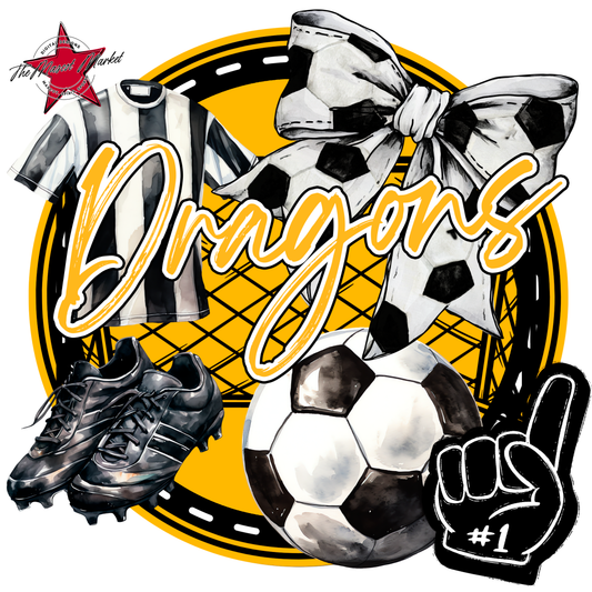 Dragons Circle Soccer Design-Yellow