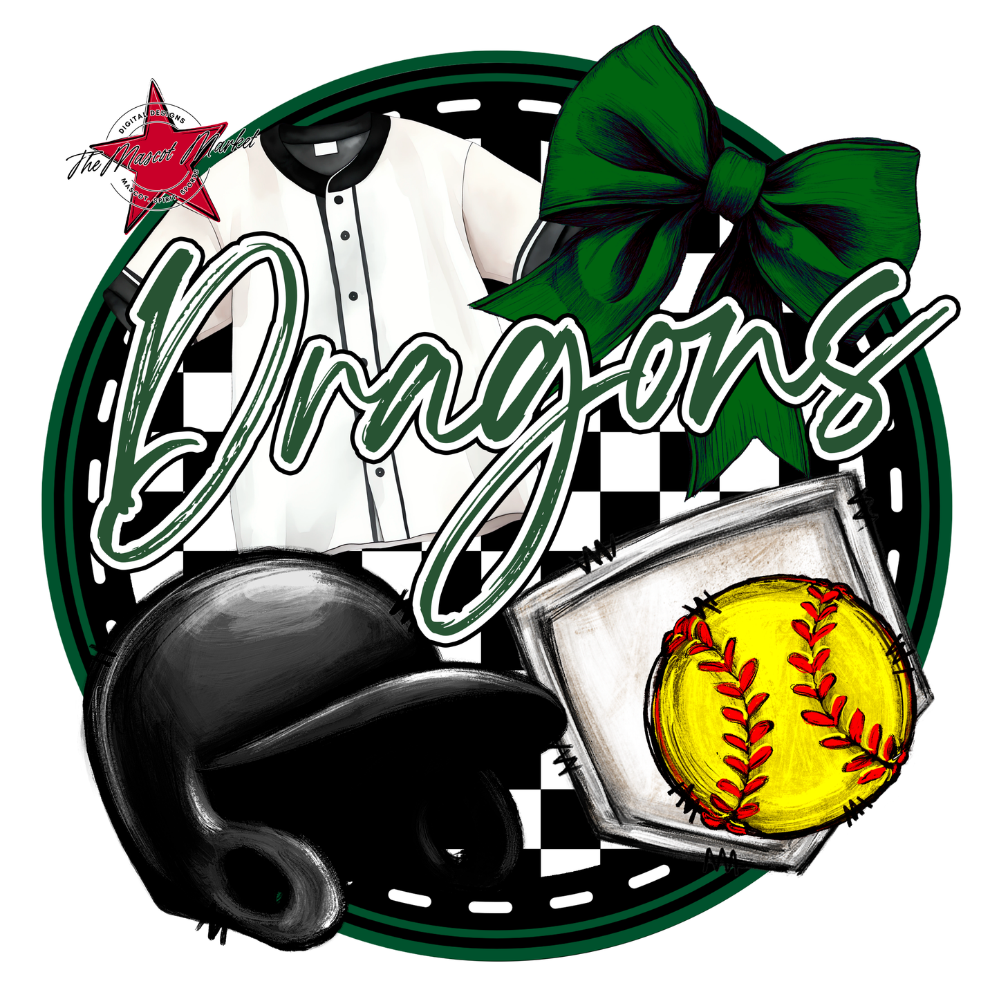 Dragons Circle Softball Design-Green