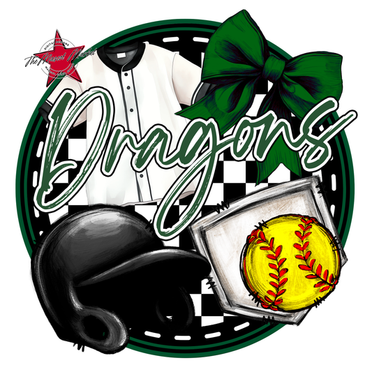 Dragons Circle Softball Design-Green