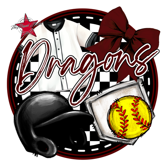 Dragons Circle Softball Design-Maroon