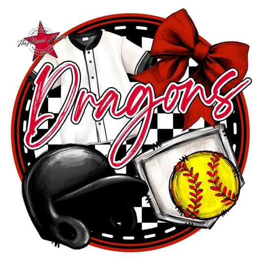 Dragons Circle Softball Design-Red
