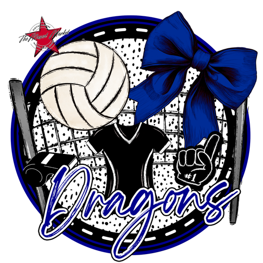 Dragons Circle Volleyball Design-Blue