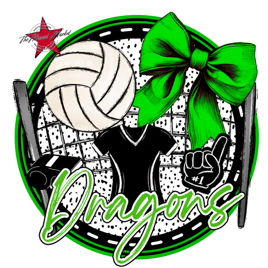 Dragons Circle Volleyball Design-Bright Green