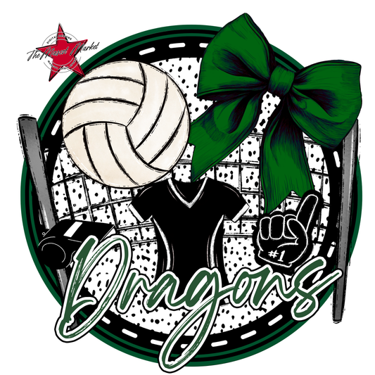 Dragons Circle Volleyball Design-Green