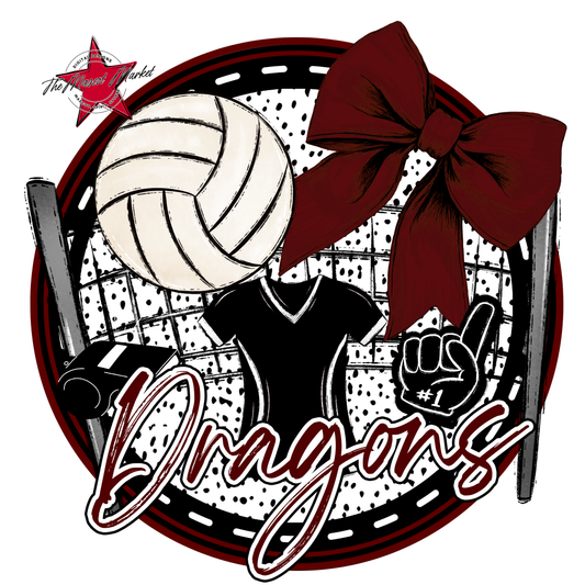 Dragons Circle Volleyball Design-Maroon