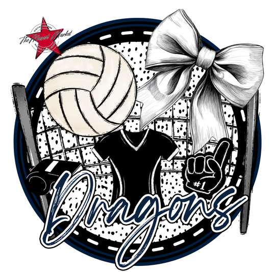 Dragons Circle Volleyball Design-Navy