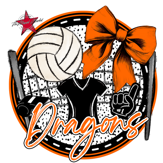 Dragons Circle Volleyball Design-Orange
