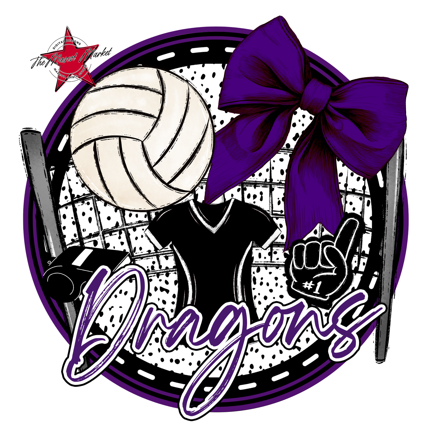 Dragons Circle Volleyball Design-Purple
