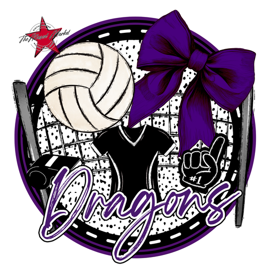 Dragons Circle Volleyball Design-Purple