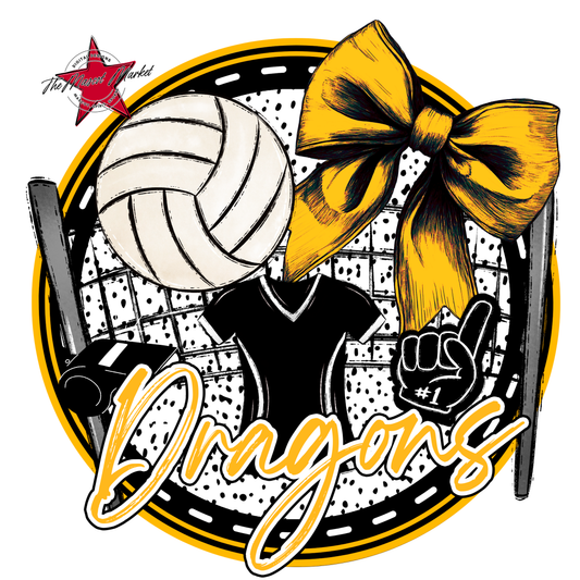 Dragons Circle Volleyball Design-Yellow