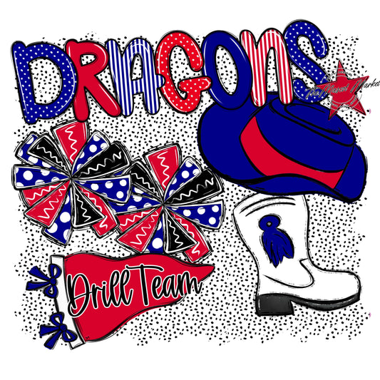 Dragons Drillteam Spirit-Blue & Red