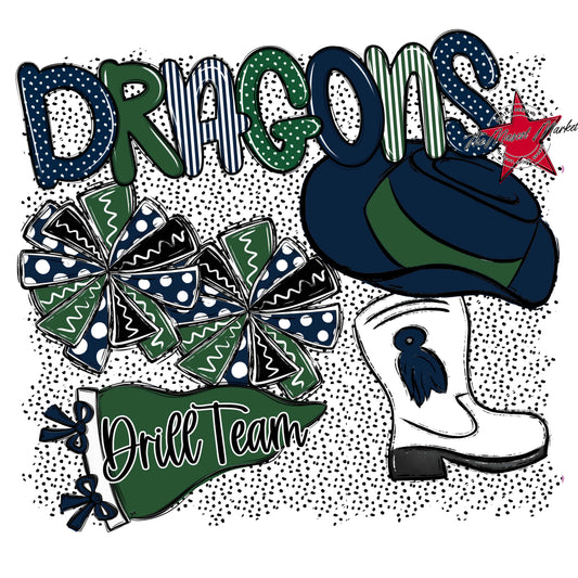 Dragons Drillteam Spirit-Navy & Green
