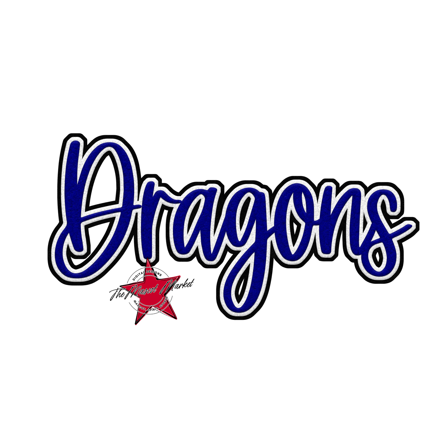 Dragons Faux Chenille Patch-Blue