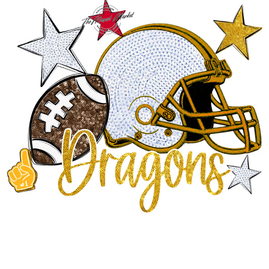 Dragons Football Embroidered Sequins Design-Yellow